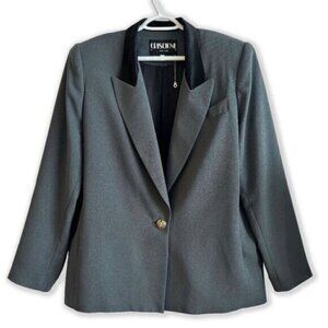 Vintage 80s Glitter Blazer – Criscione NY Green Sparkle Jacket, Satin Collar